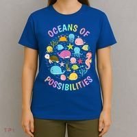 Cute Oceans Of Possibilities Summer Reading Sea Creatures T-Shirt thumb 4