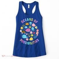 Cute Oceans Of Possibilities Summer Reading Sea Creatures Women's Tank Top thumb 0