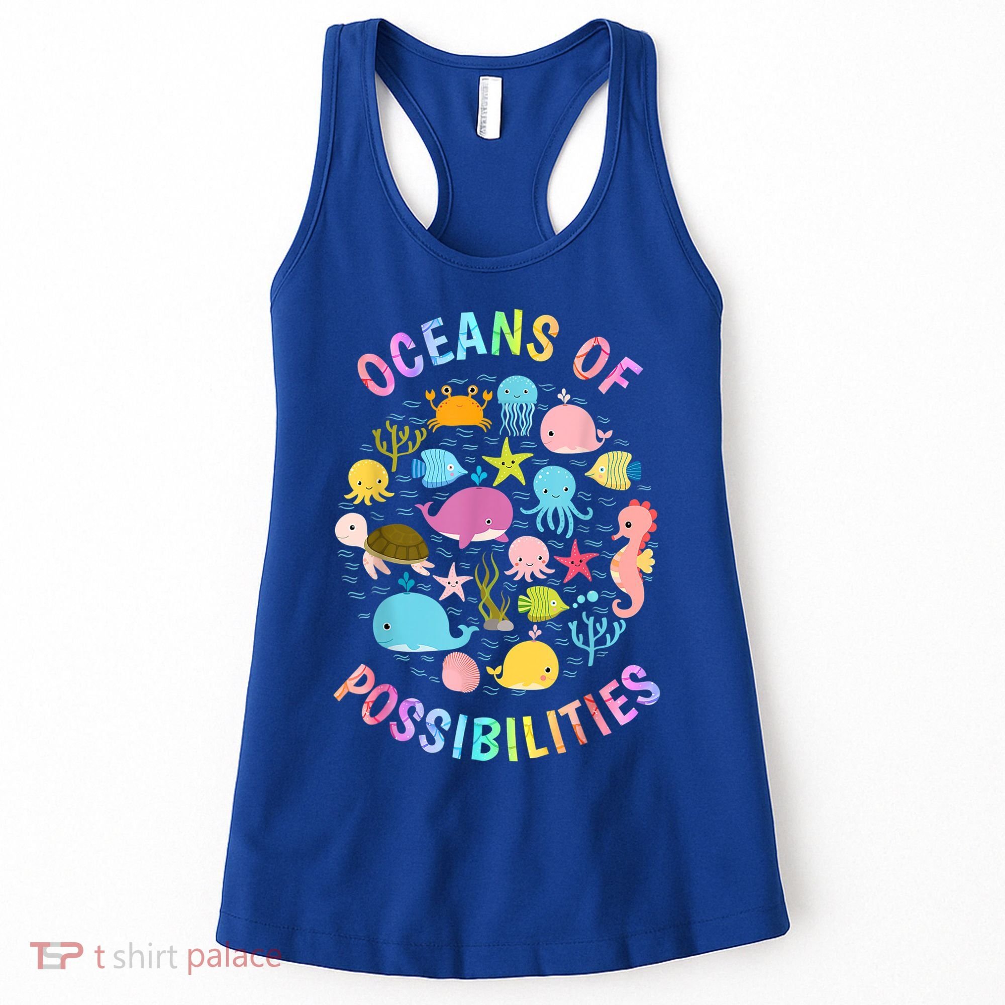 Cute Oceans Of Possibilities Summer Reading Sea Creatures Women's Tank Top