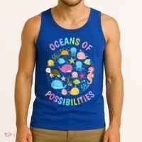 Cute Oceans Of Possibilities Summer Reading Sea Creatures Tank Top thumb 3