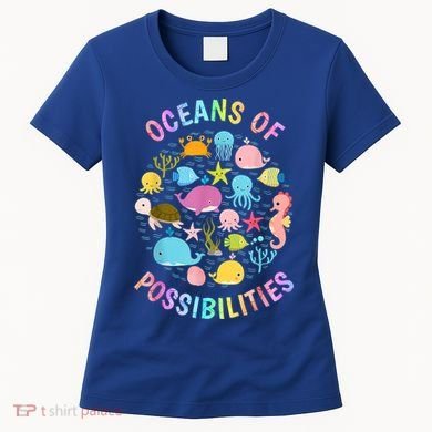 Cute Oceans Of Possibilities Summer Reading Sea Creatures Women's T-Shirt