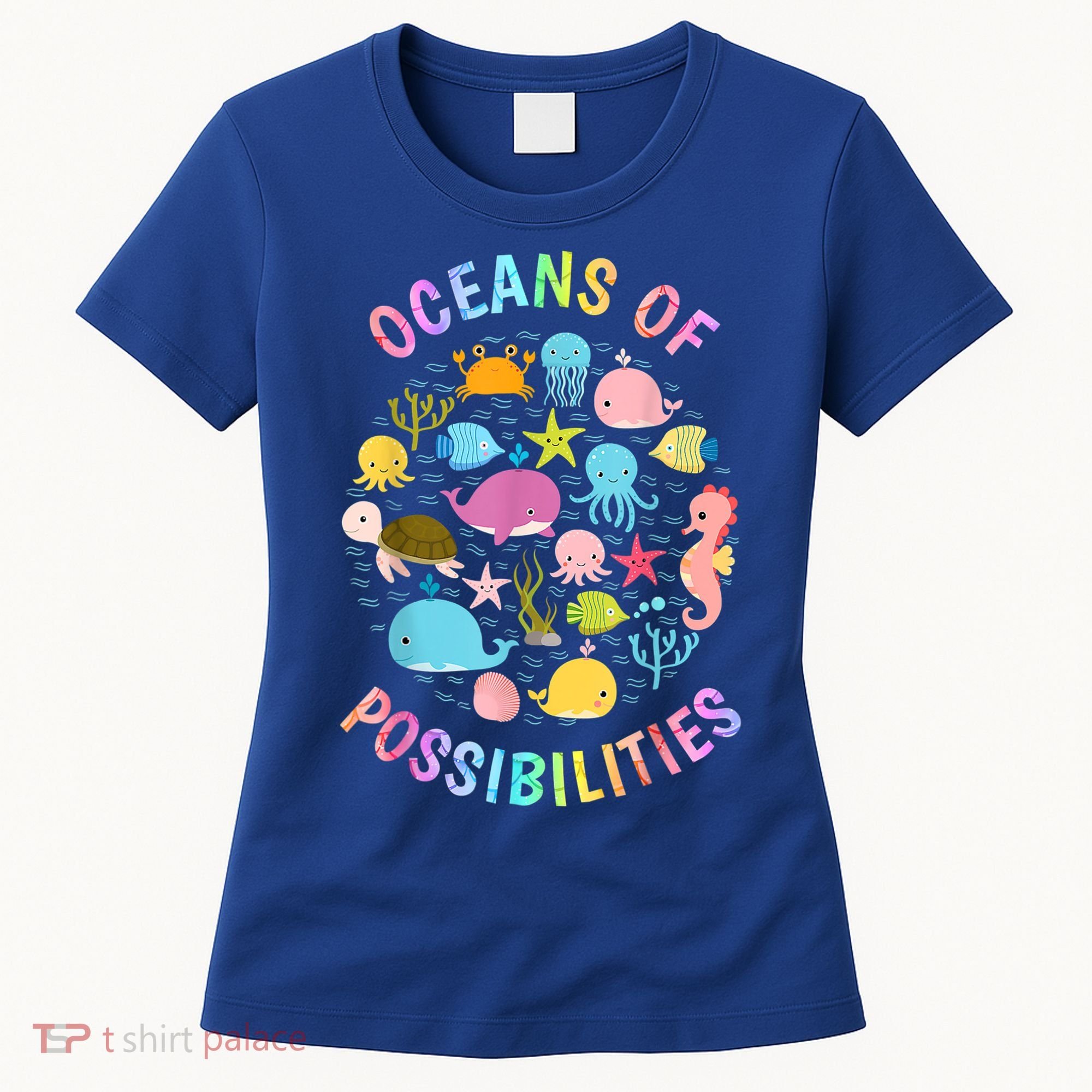 Cute Oceans Of Possibilities Summer Reading Sea Creatures Women's T-Shirt