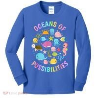 Cute Oceans Of Possibilities Summer Reading Sea Creatures Kids Long Sleeve Shirt thumb 0