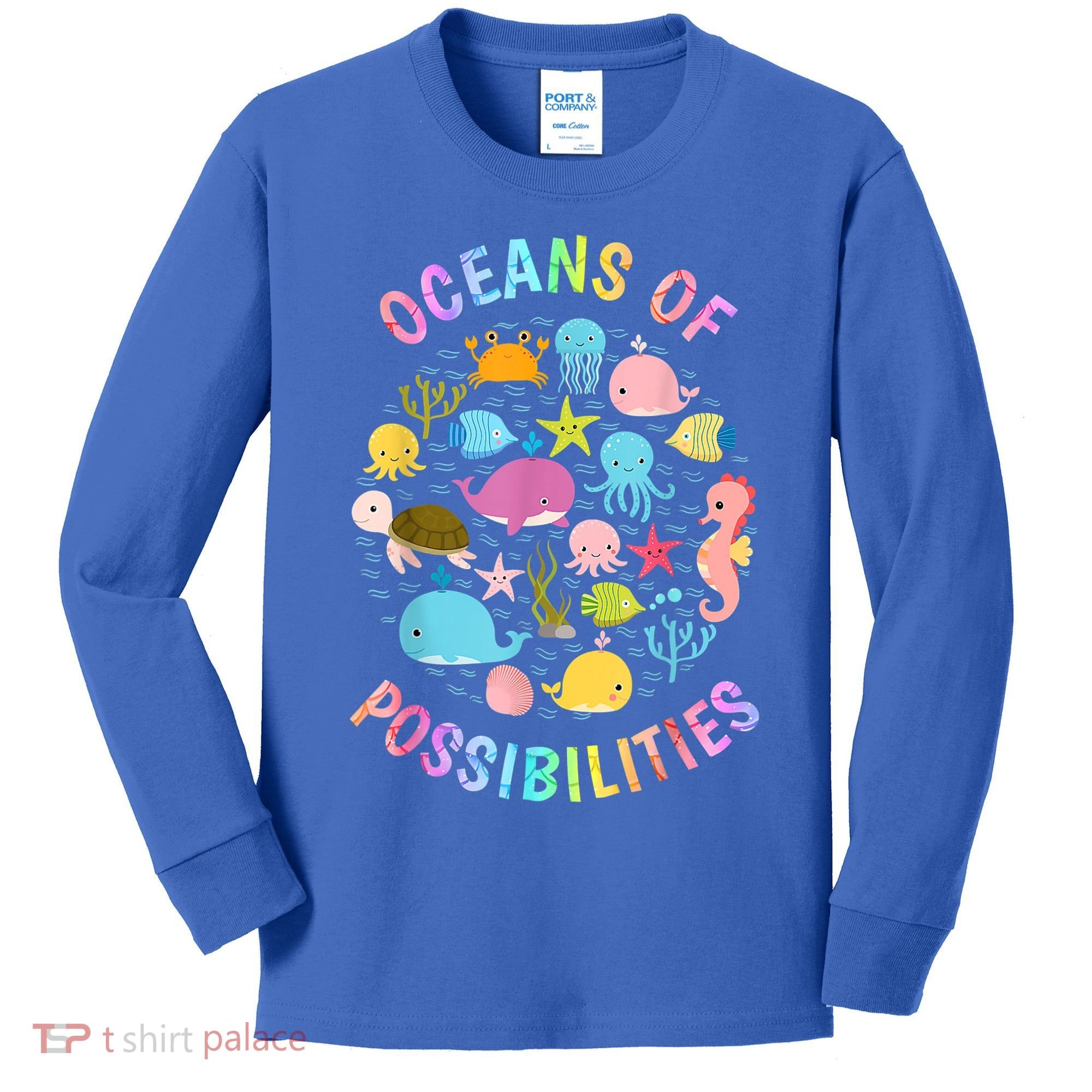 Cute Oceans Of Possibilities Summer Reading Sea Creatures Kids Long Sleeve Shirt