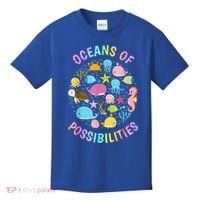 Cute Oceans Of Possibilities Summer Reading Sea Creatures Kids T-Shirt thumb 0