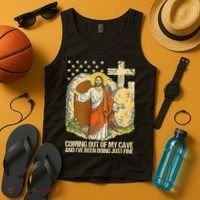 Coming Out Of My Cave Jesus Tank Top thumb 4