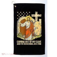 Coming Out Of My Cave Jesus Golf Towel thumb 0