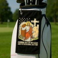 Coming Out Of My Cave Jesus Golf Towel thumb 2