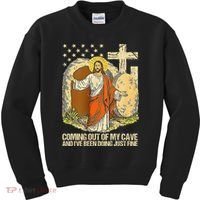 Coming Out Of My Cave Jesus Kids Sweatshirt thumb 0