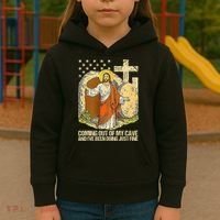 Coming Out Of My Cave Jesus Kids Hoodie thumb 3