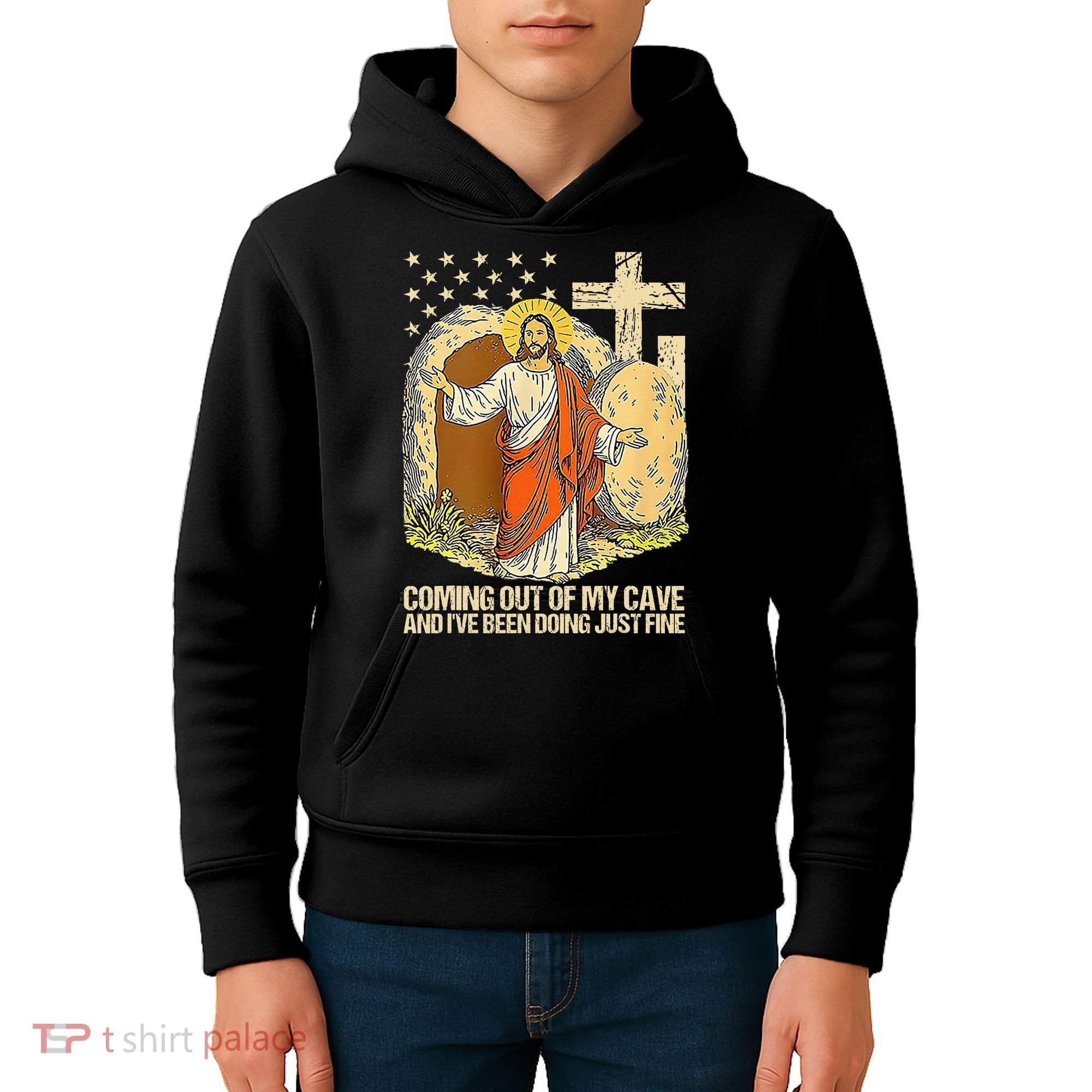 Coming Out Of My Cave Jesus Kids Hoodie