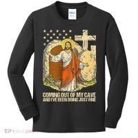 Coming Out Of My Cave Jesus Kids Long Sleeve Shirt thumb 0