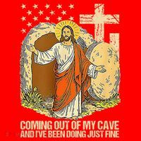 Coming Out Of My Cave Jesus Santa Hat thumb 1