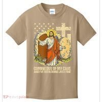 Coming Out Of My Cave Jesus Kids T-Shirt thumb 0