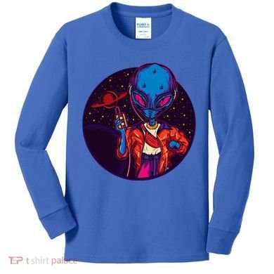 Cool Alien Headset Kids Long Sleeve Shirt