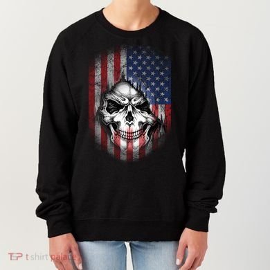 Cool American Flag Skull Graphic Women's Sweatshirt