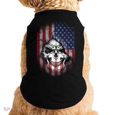 Cool American Flag Skull Graphic Doggie Tank