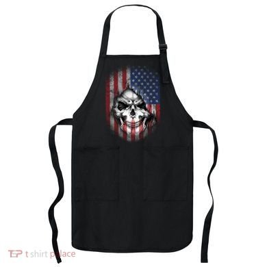 Cool American Flag Skull Graphic Apron