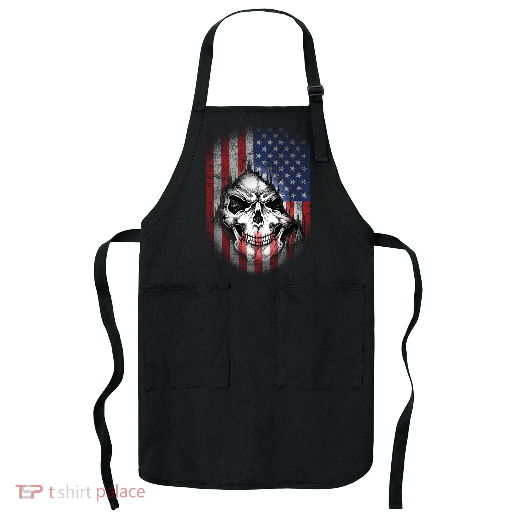 Cool American Flag Skull Graphic Apron