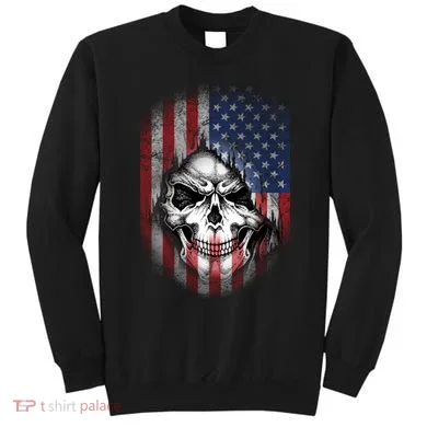Cool American Flag Skull Graphic Sweatshirt