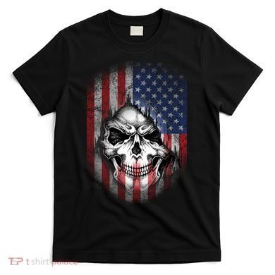 Cool American Flag Skull Graphic T-Shirt