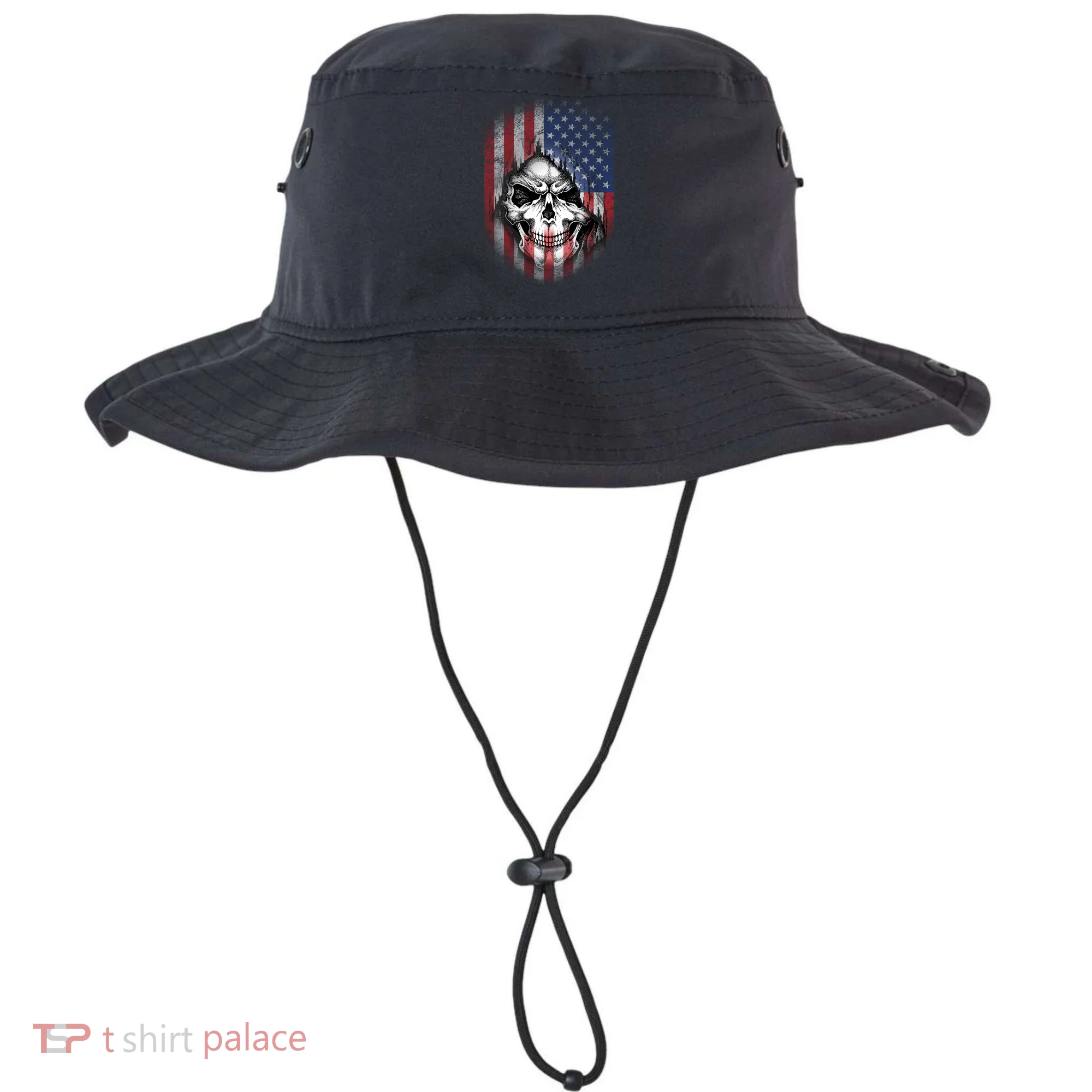 Cool American Flag Skull Graphic Bucket Hat