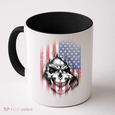 Cool American Flag Skull Graphic Coffee Mug
