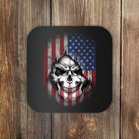 Cool American Flag Skull Graphic Coaster thumb 0