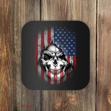 Cool American Flag Skull Graphic Coaster