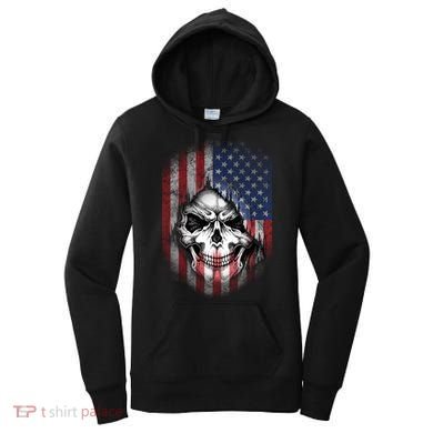 Cool American Flag Skull Graphic Women's Hoodie