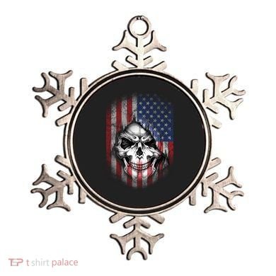 Cool American Flag Skull Graphic Ornament