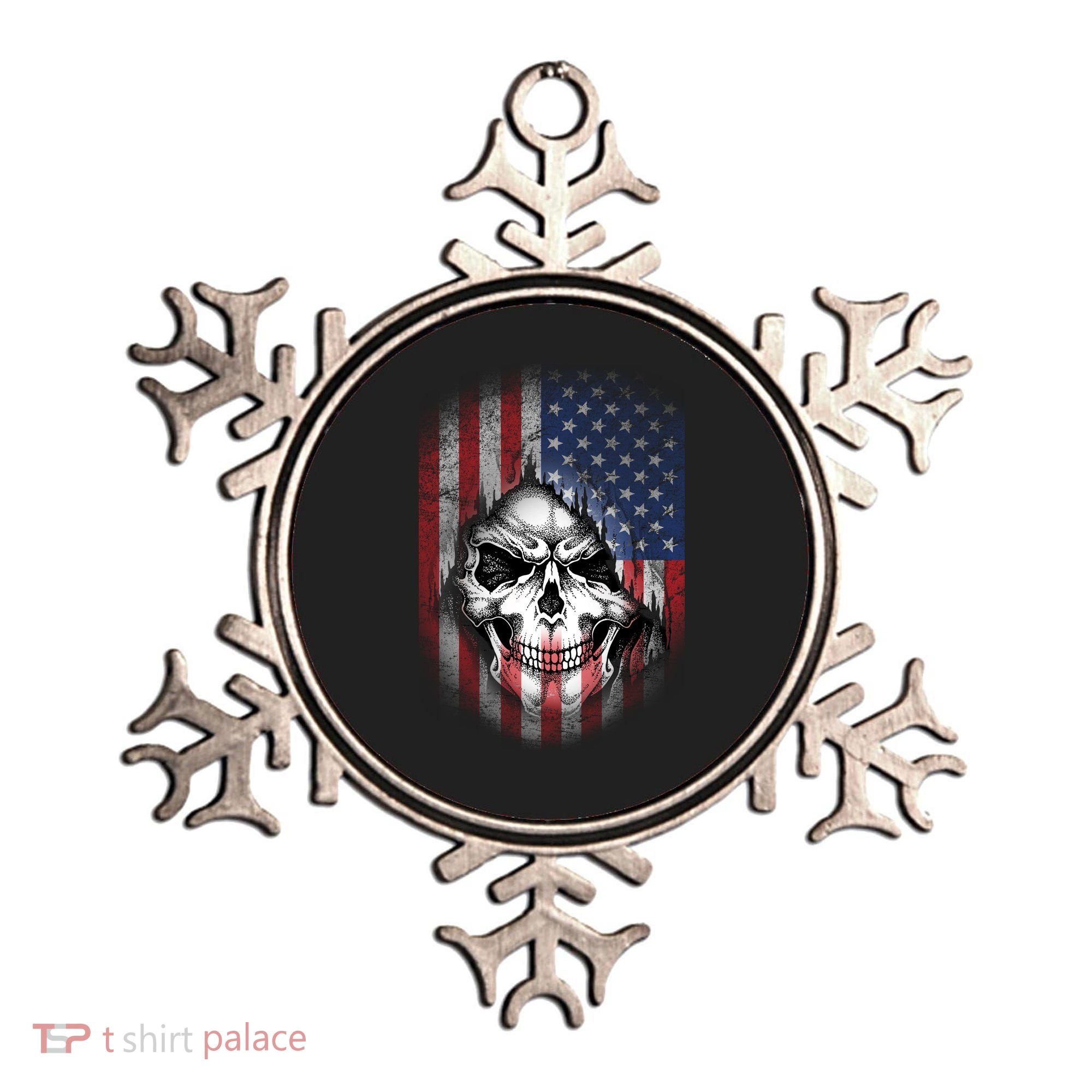 Cool American Flag Skull Graphic Ornament