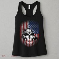 Cool American Flag Skull Graphic Women's Tank Top thumb 3