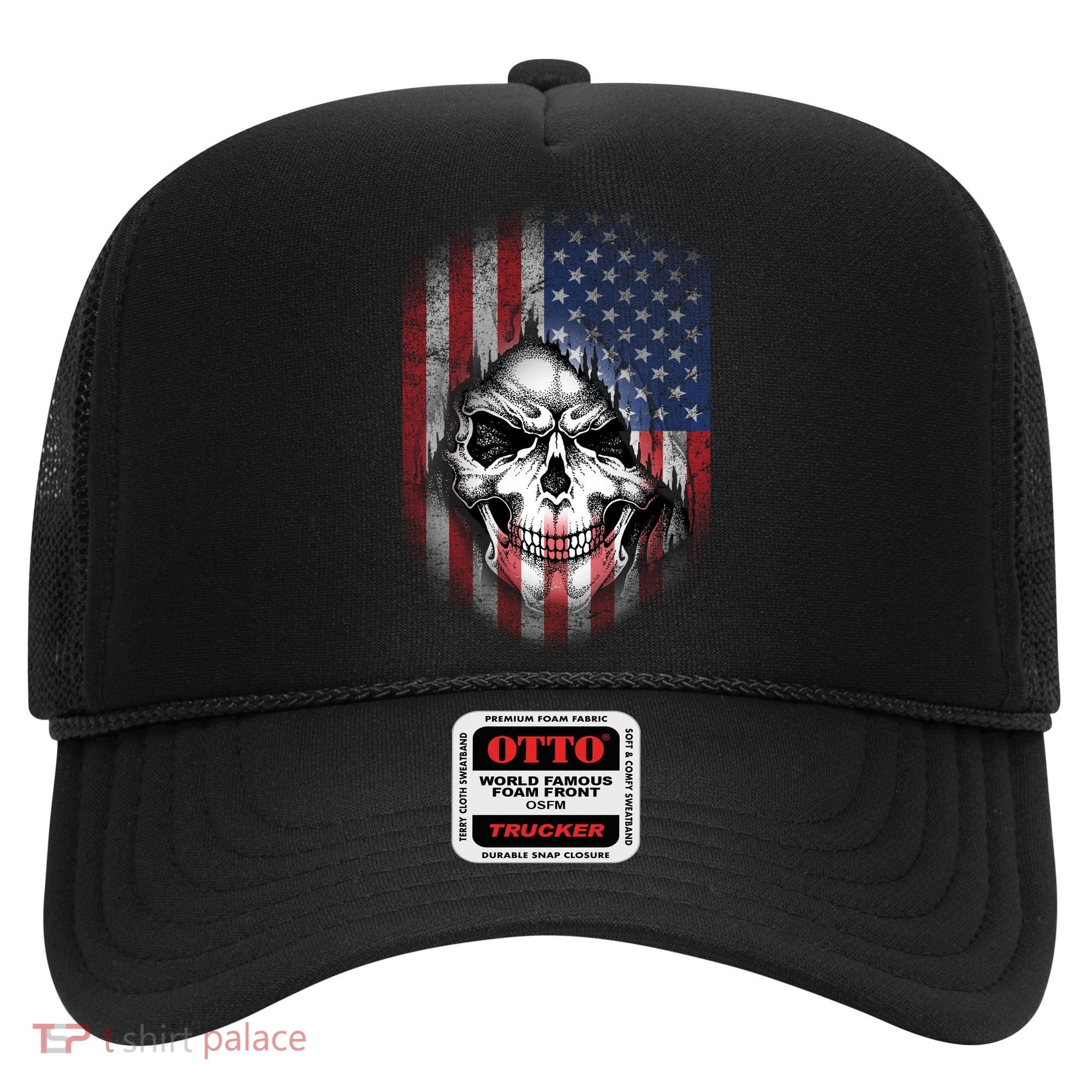 Cool American Flag Skull Graphic Hat