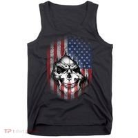 Cool American Flag Skull Graphic Tank Top thumb 0