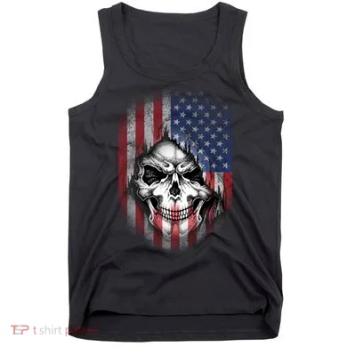 Cool American Flag Skull Graphic Tank Top