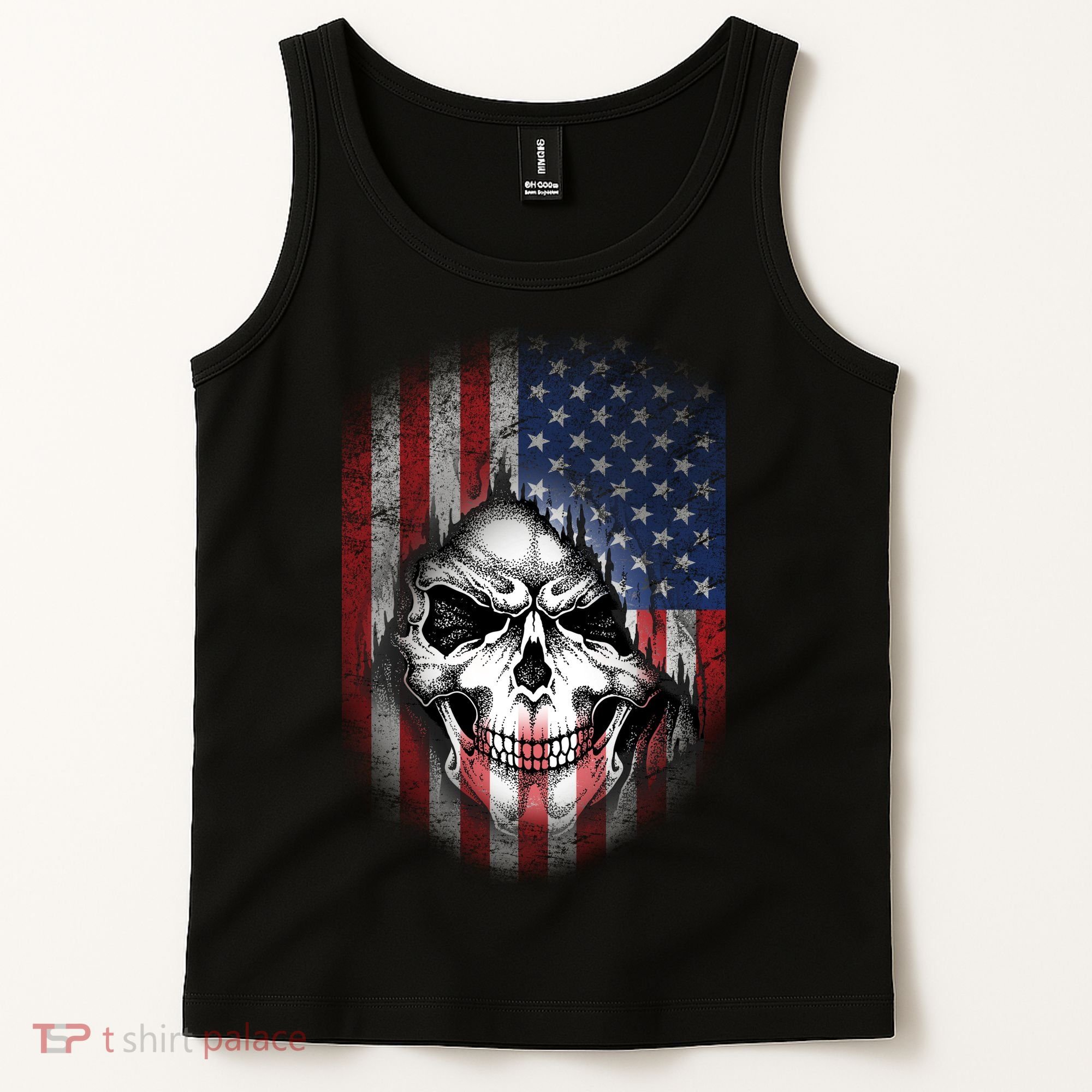 Cool American Flag Skull Graphic Tank Top