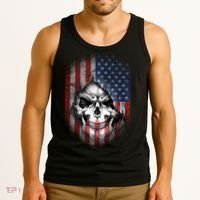 Cool American Flag Skull Graphic Tank Top thumb 3