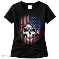 Cool American Flag Skull Graphic Women's T-Shirt thumb 0