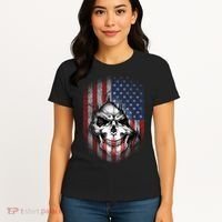 Cool American Flag Skull Graphic Women's T-Shirt thumb 4