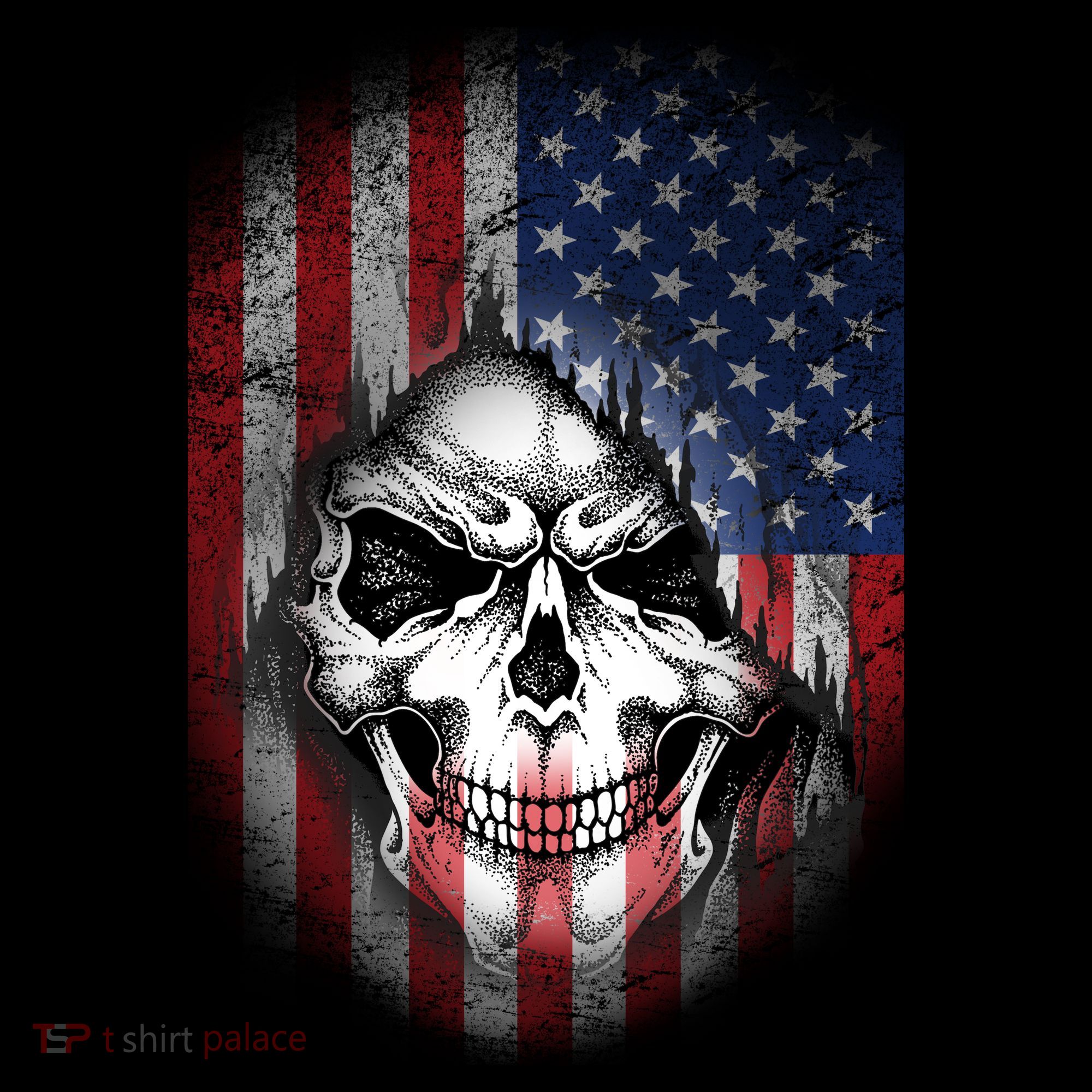 Cool American Flag Skull Graphic Women's T-Shirt