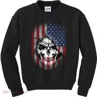 Cool American Flag Skull Graphic Kids Sweatshirt thumb 0