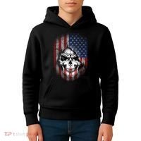 Cool American Flag Skull Graphic Kids Hoodie thumb 4