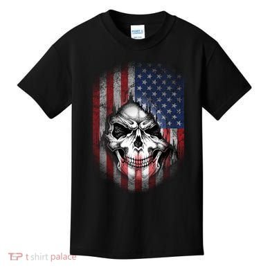 Cool American Flag Skull Graphic Kids T-Shirt