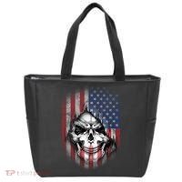 Cool American Flag Skull Graphic Tote Bag thumb 0