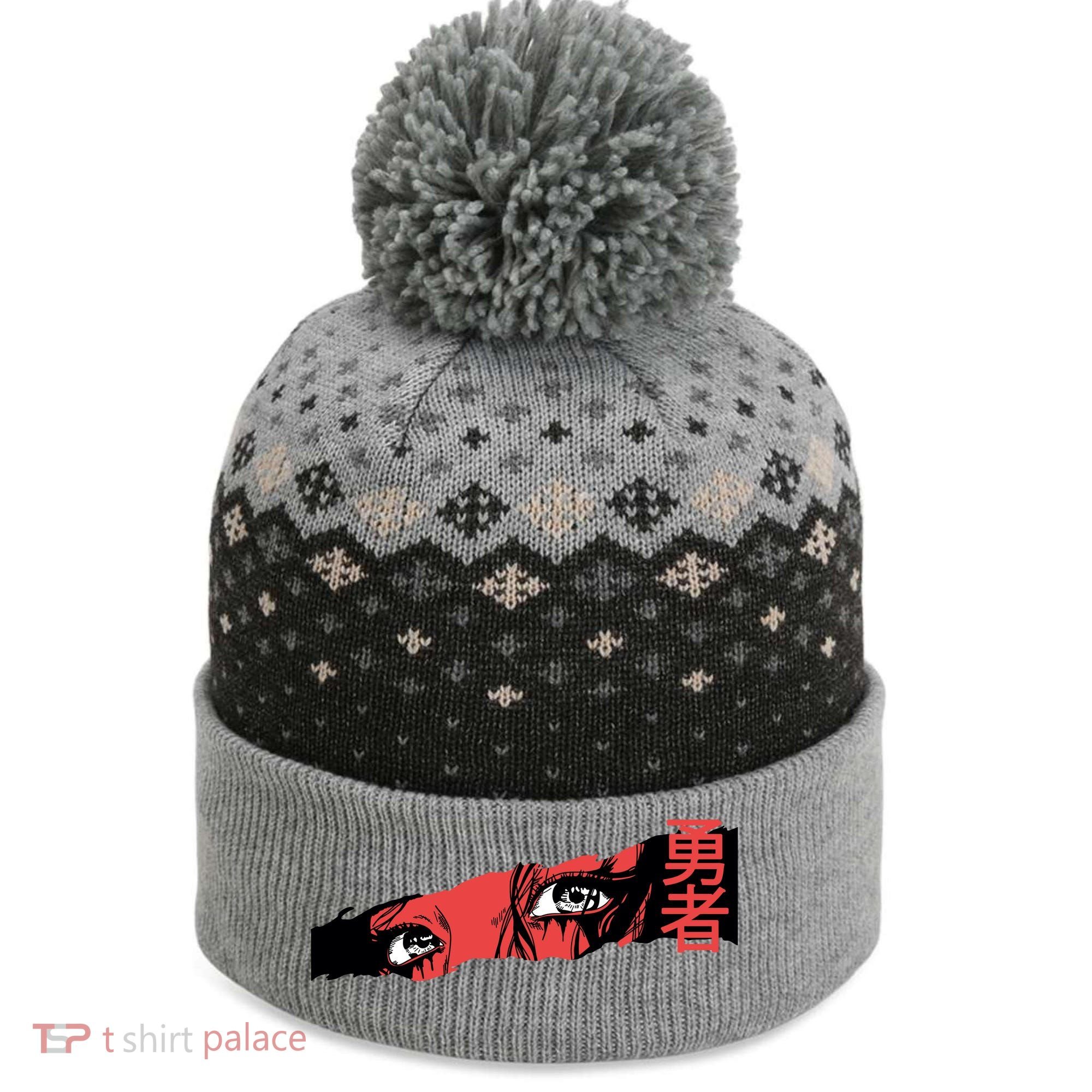 Cool Anime Style Eyes The Baniff Cuffed Pom Beanie