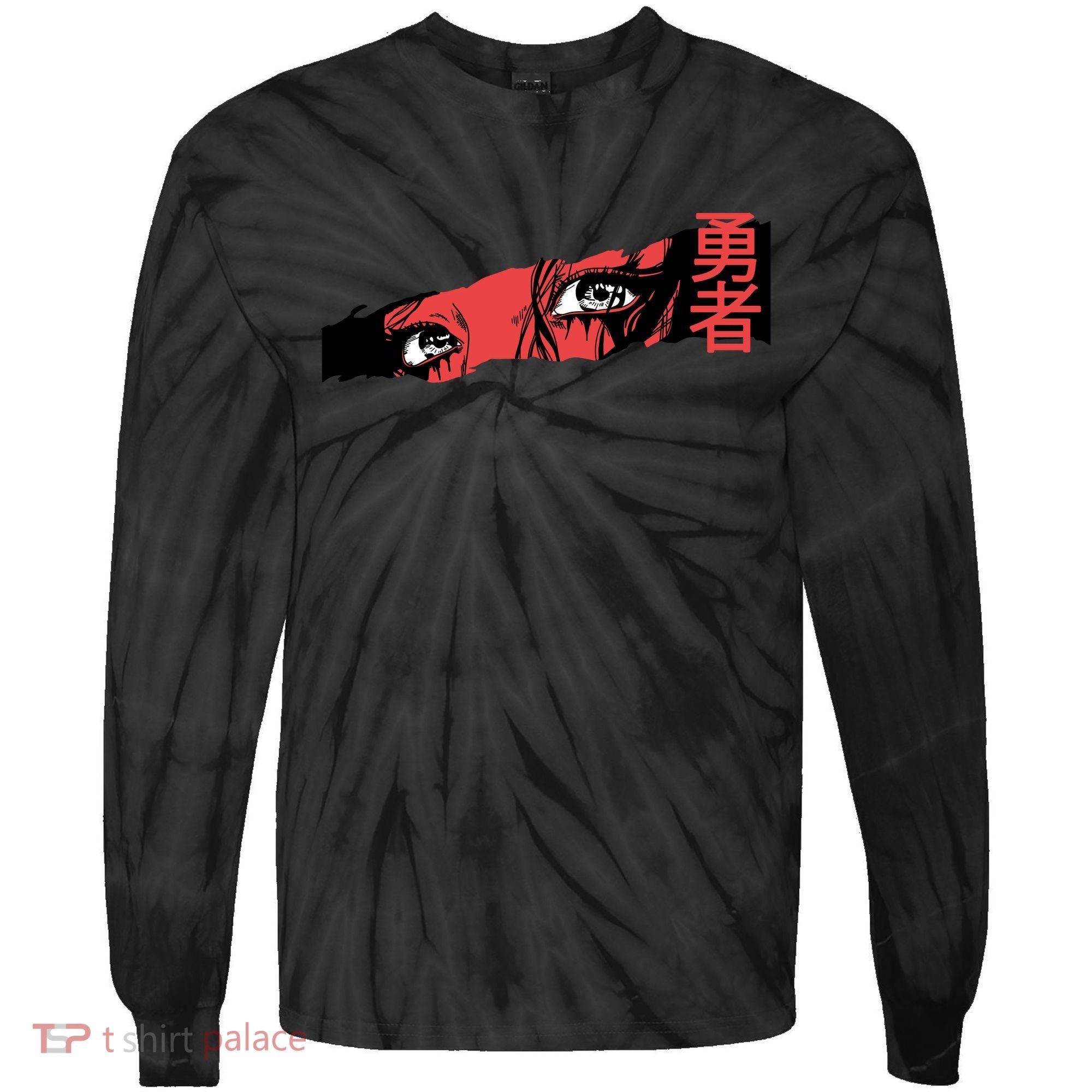 Cool Anime Style Eyes Tie-Dye Long Sleeve Shirt