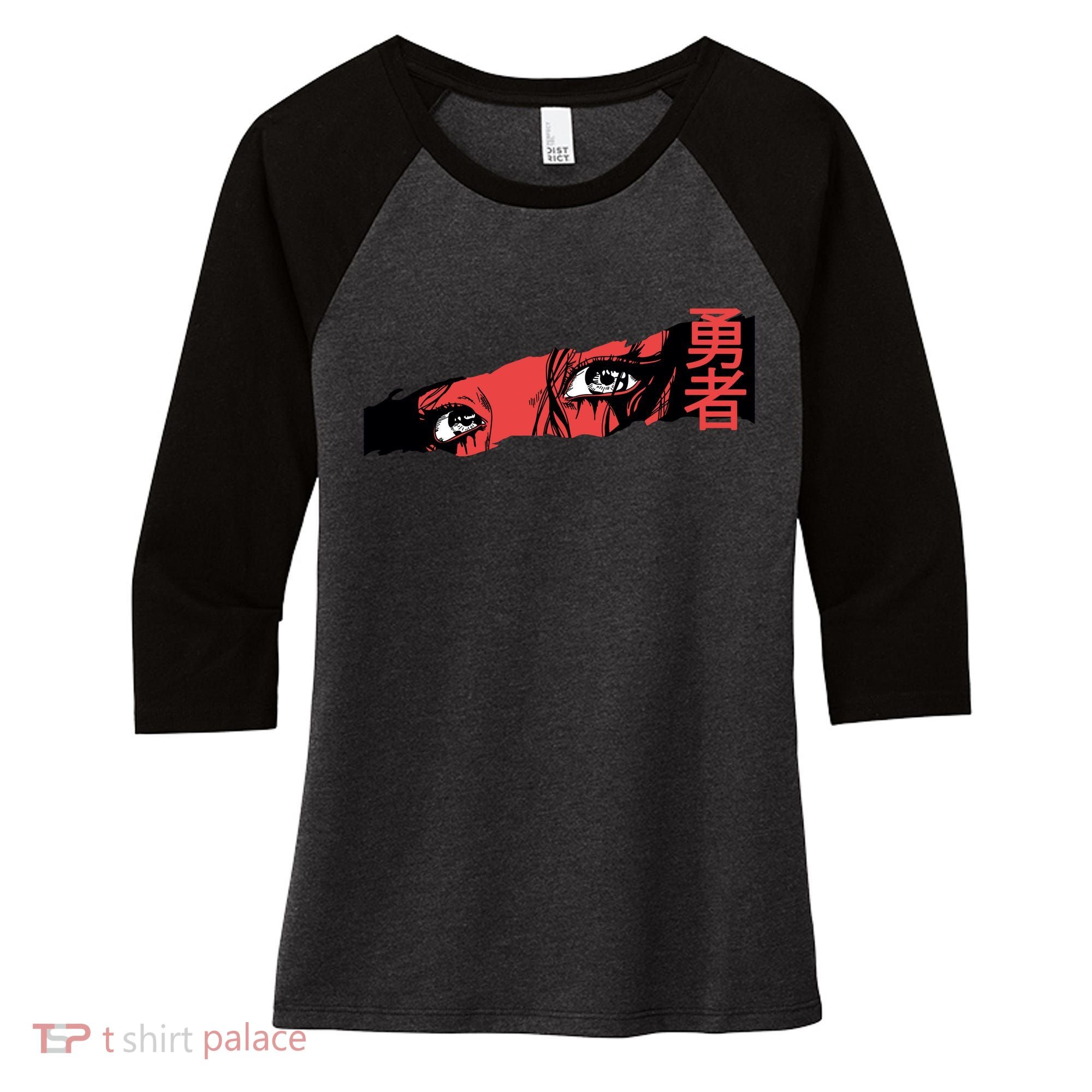 Cool Anime Style Eyes Women's Tri-Blend 3/4-Sleeve Raglan Shirt
