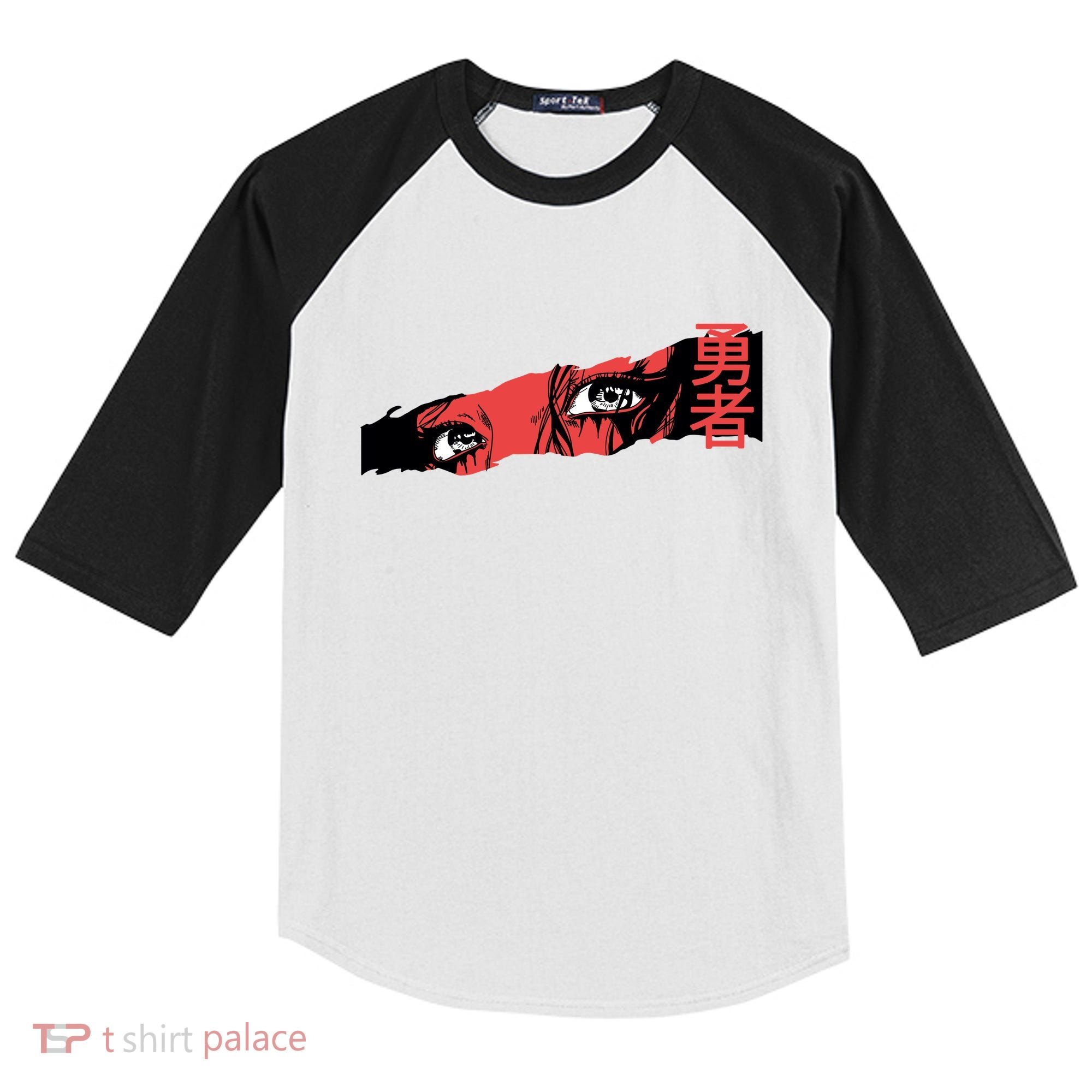 Cool Anime Style Eyes Kids Colorblock Raglan Jersey