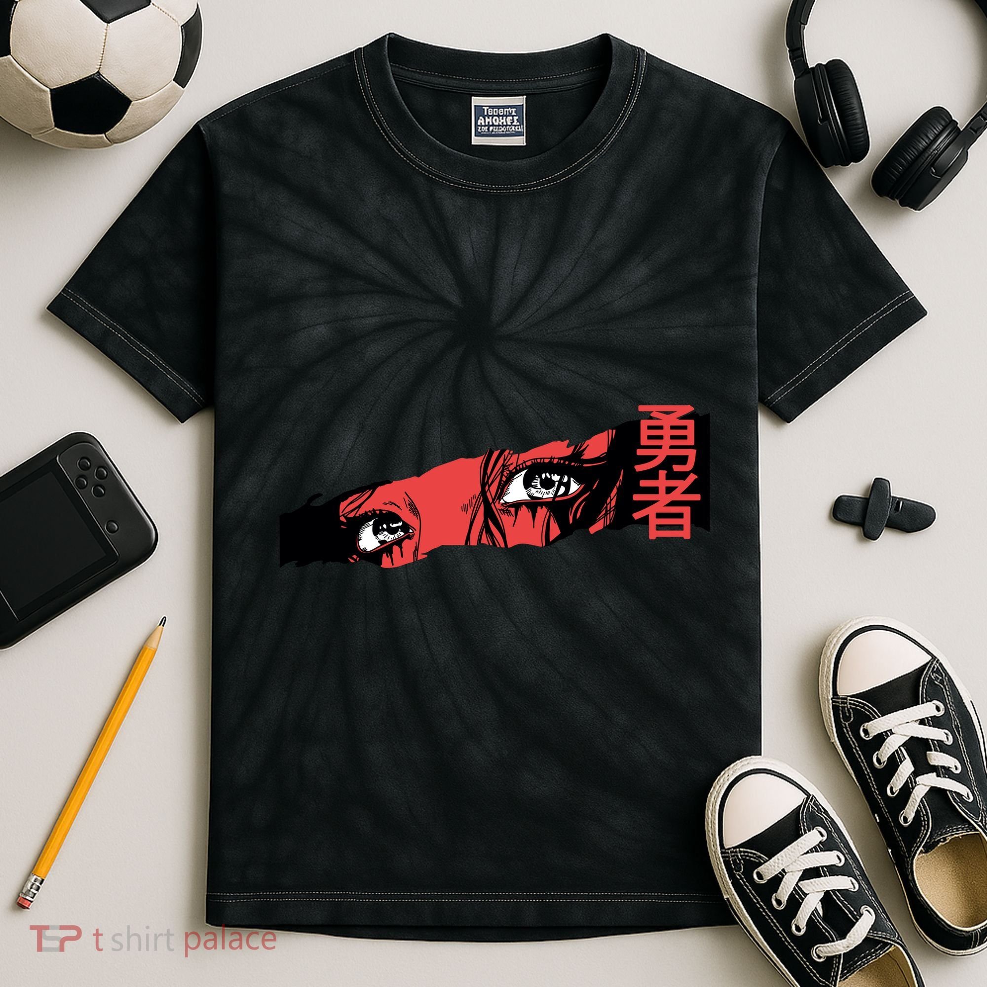Cool Anime Style Eyes Kids Tie-Dye T-Shirt